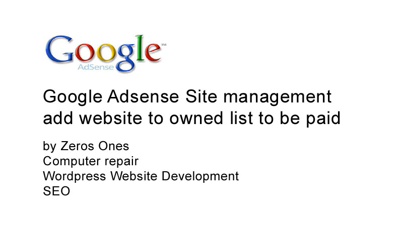 AdSense Site Management add Website Owned Site List