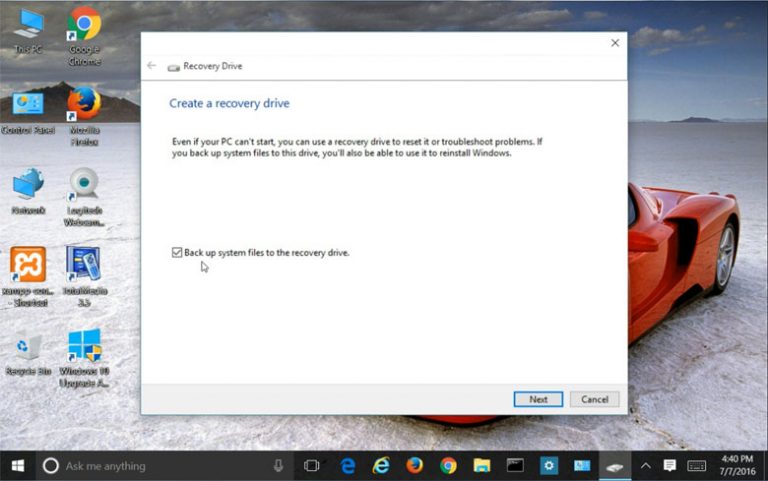 Create Windows 10 Recovery Drive