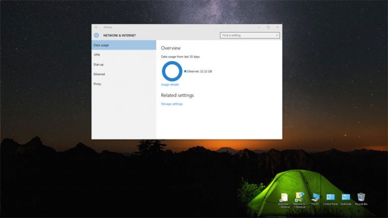 Windows 10 data usage application