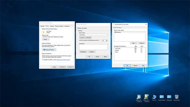 Windows 10 VPN Share Folder Permissions