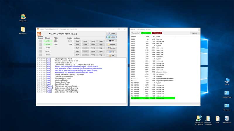 xampp Apache install Windows 10 port 80
